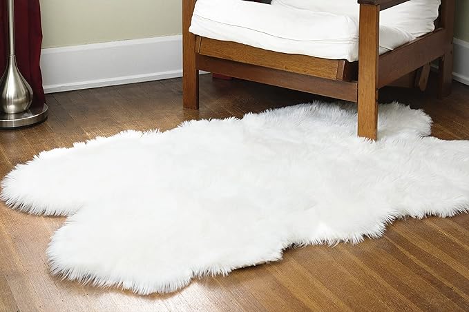 Silky Soft Faux Fur Rug, 3 ft. x 5 ft. White Fluffy Rug, Shaggy Sheepskin Great by WalkonMe