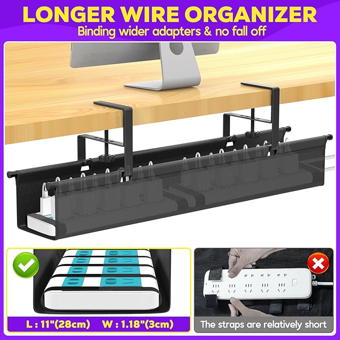 Large Under Desk Cable Management Tray, REFLYING 29.1" Cable Management Under - Image 5