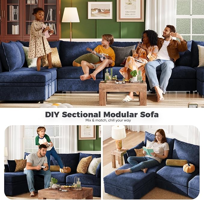 ABCASA 134.6" Oversized Modular Sectional Sofa, 6 Seater U Shaped Couch - Image 9