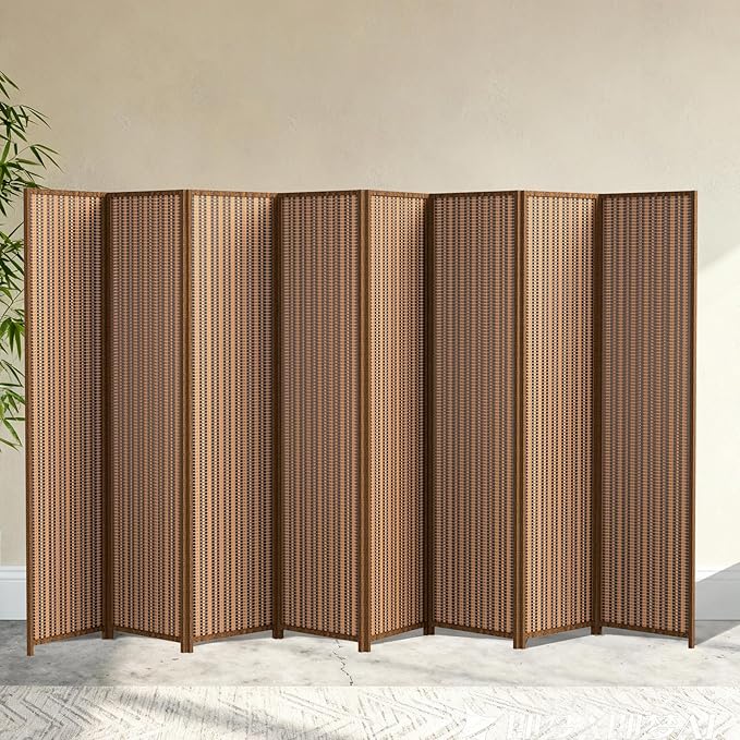 8 Panel Room Divider and Extra Wide Folding Privacy Screen, Bamboo Room Divider by cocosica