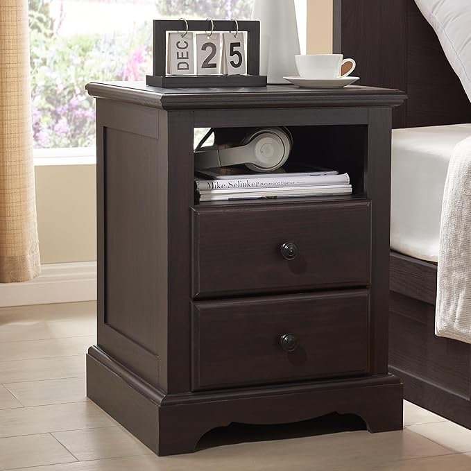 T4TREAM Nightstand with Charging Station, 18 Inch Vintage End Table with 2 by T4TREAMFurniture