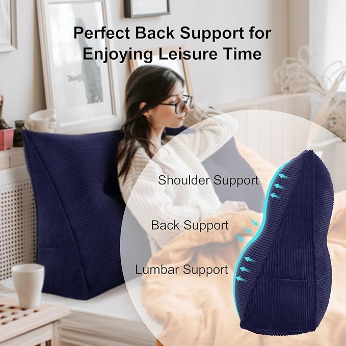 WOWMAX Triangular Headboard Pillow Full Bed Wedge Pillow - Image 2