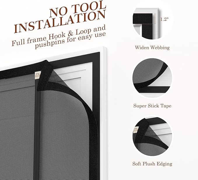 Yotache Reversible Left/Right Opening Magnetic Screen Door Fits Door Size - Image 6