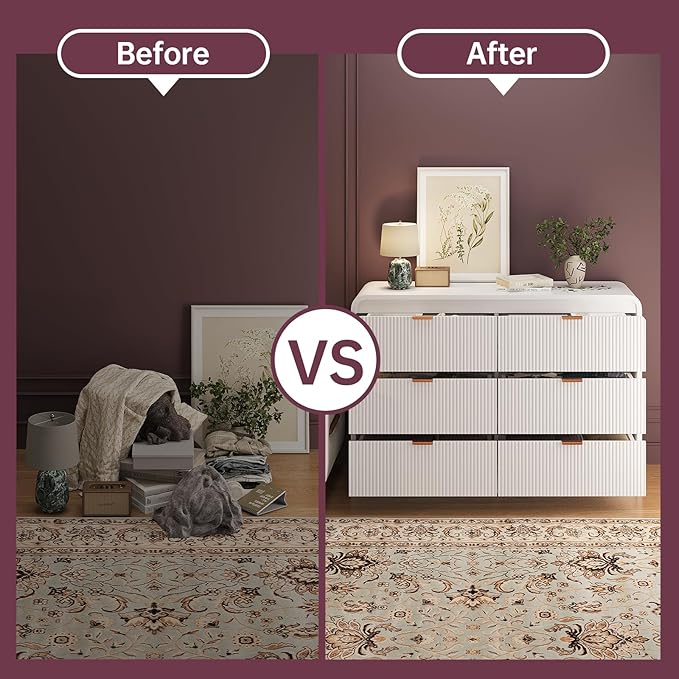 FURSUN Fluted 6 Drawers Dresser - Image 5