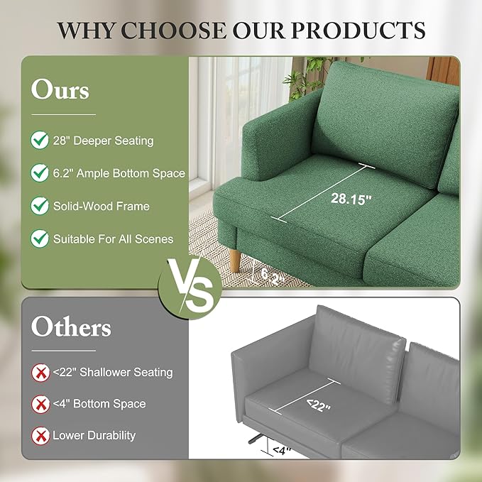 Loveseat Sofa 56", Small Couches - Image 6