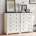Farmhouse 5 Drawer Dresser for Bedroom Set of 2, Rustic Wood Dresser by Joaxswe
