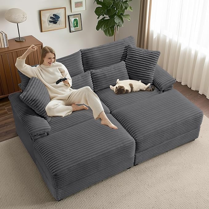 SUNWAVE 74" Double Chaise Lounge Chair Indoor, Oversized Loveseat - Image 3