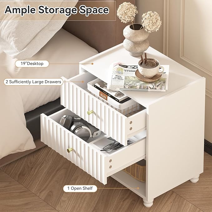 Modern Nightstand, Fluted End Table - Image 4