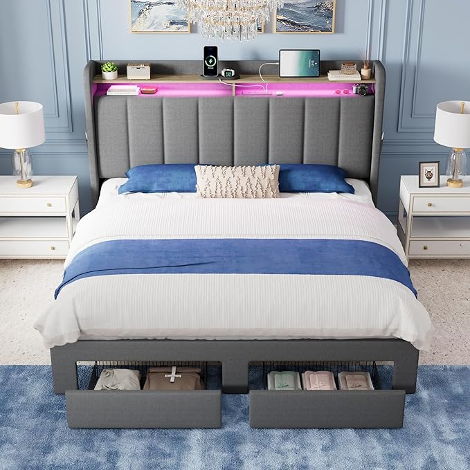 Allewie Vertical Tufted Full Size Upholstered Platform Bed Frame - Image 3