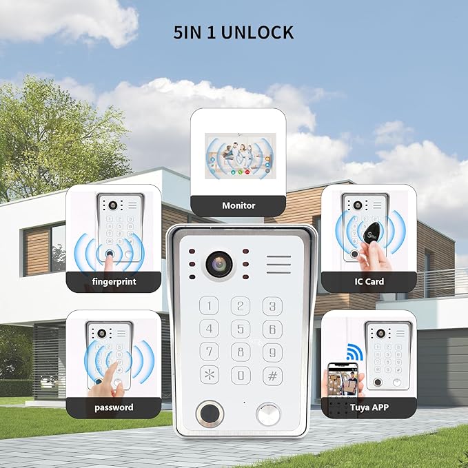 Wired Video Door Phone Kit Apartment Intercom System, 10 Inch Touch Screen - Image 2
