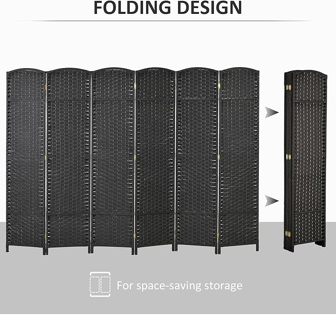 HOMCOM Room Divider, 6 Panel Folding Privacy Screen, 5.6' Tall Freestanding - Image 4