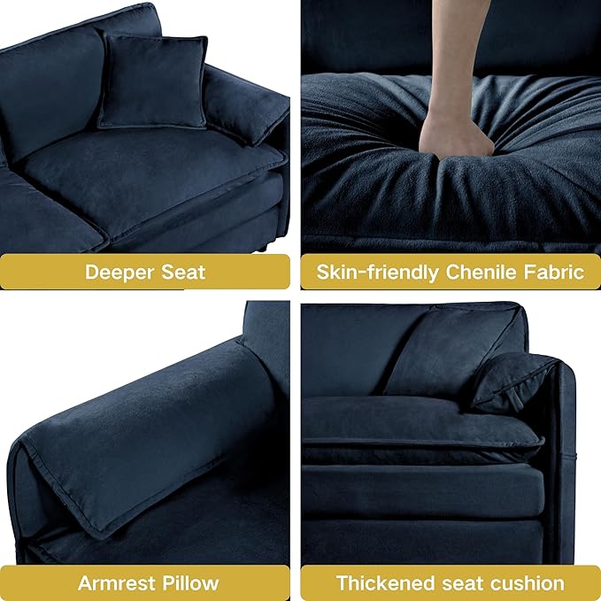 KEIKI Oversized Accent Chair Set of 2, Chenille Deep Seat Single Sofa Chairs - Image 5