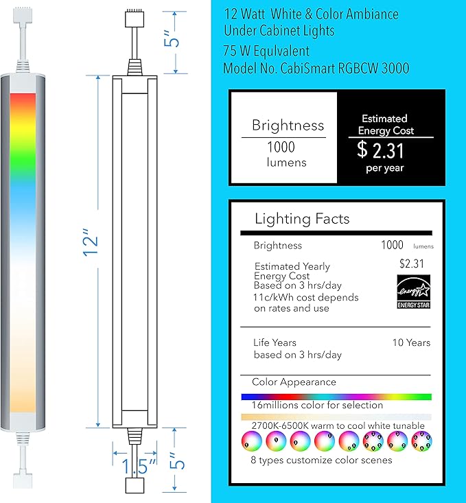 Smart Under Cabinet Lighting Strip Lights White and Multi Color Work - Image 9