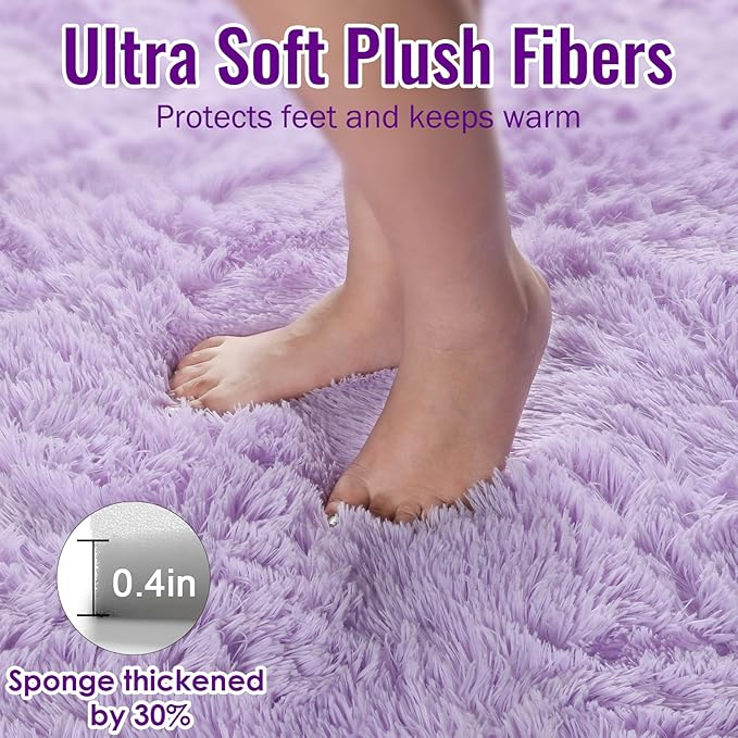 PAGISOFE Fluffy Soft Purple Rug 4' x 6' Rug, Shaggy Rugs - Image 4