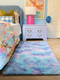 PAGISOFE Furry Rainbow Rugs for Bedroom Girls, 2x4 Soft Purple Shag Tent Rugs by PAGISOFE