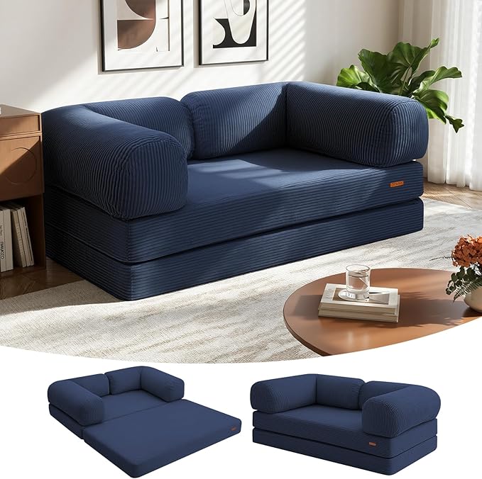 COMAX Futon Sofa Bed, 4-in-1 Floor Foldable Sofa Couch Bed Queen by COMAX