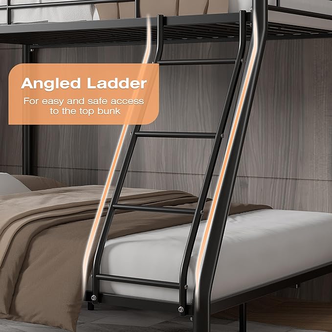 VECELO Bunk Bed Twin Over Full, Metal Bunkbeds - Image 4