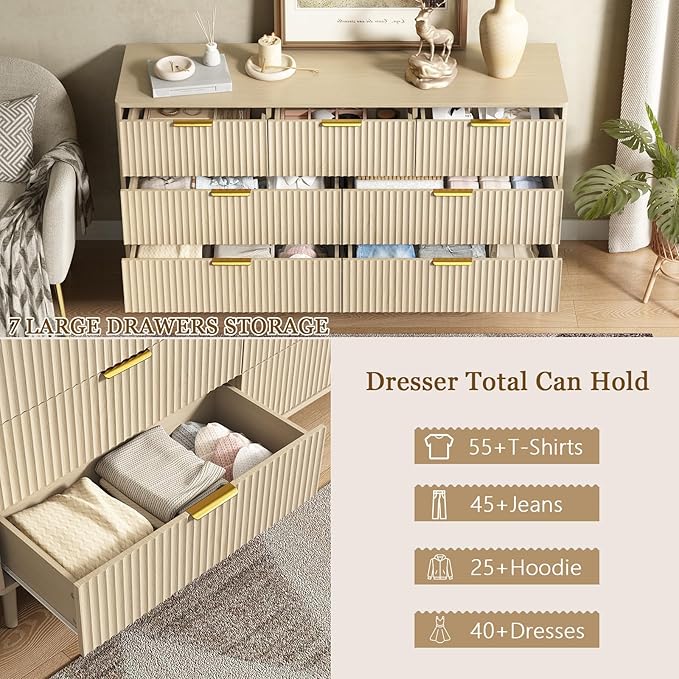 CARPETNAL Fluted 7 Drawer Dresser - Image 3