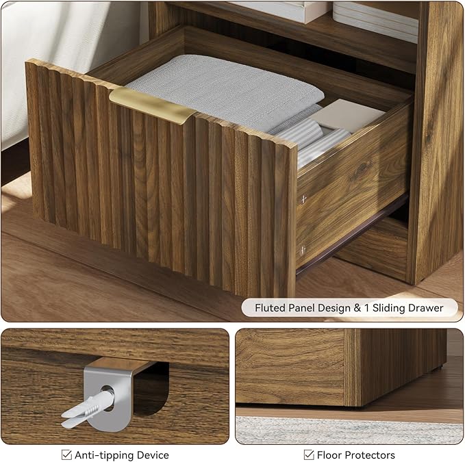 9 Drawer Dresser & Nightstand Set 3-Piece, 63” Wide Bedroom Dresser Set Night - Image 5