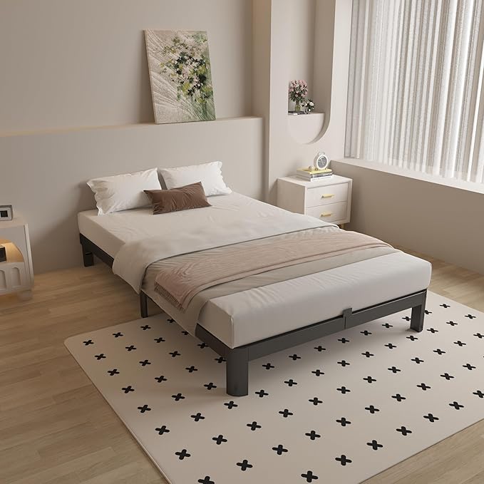 Queen Bed Frame 4 Inch Black, Metal Platform Bed Frame Queen Size - Image 8