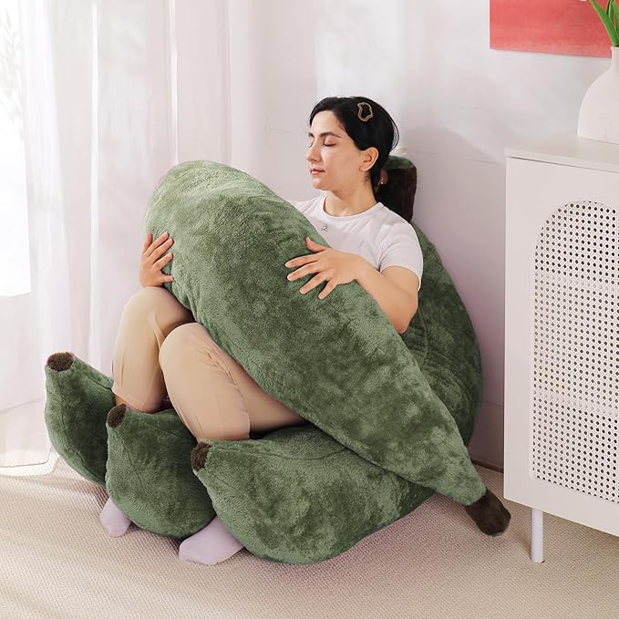 Banana Bean Bag Chair with Ottoman, Floor Sofa Bed with Footrest, Comfy - Image 6