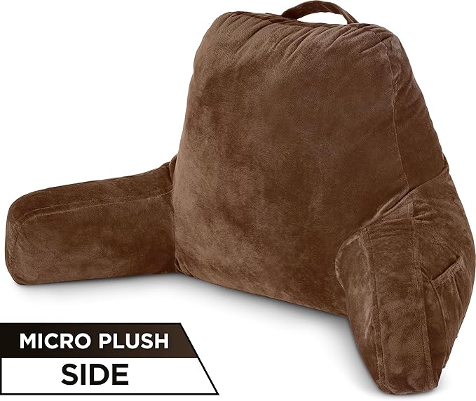 Husband Pillow Aspen Saddle Brown, Reading Pillow Bed Rest Chair, Two-Sided - Image 8