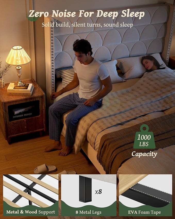 King Size Bed Frame with 56" Headboard - Image 3
