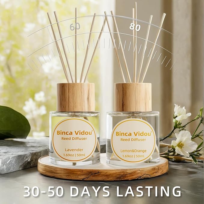 Reed Diffuser Set, Binca Vidou Lavender Orange & Lemon Natural Scent Oil - Image 5