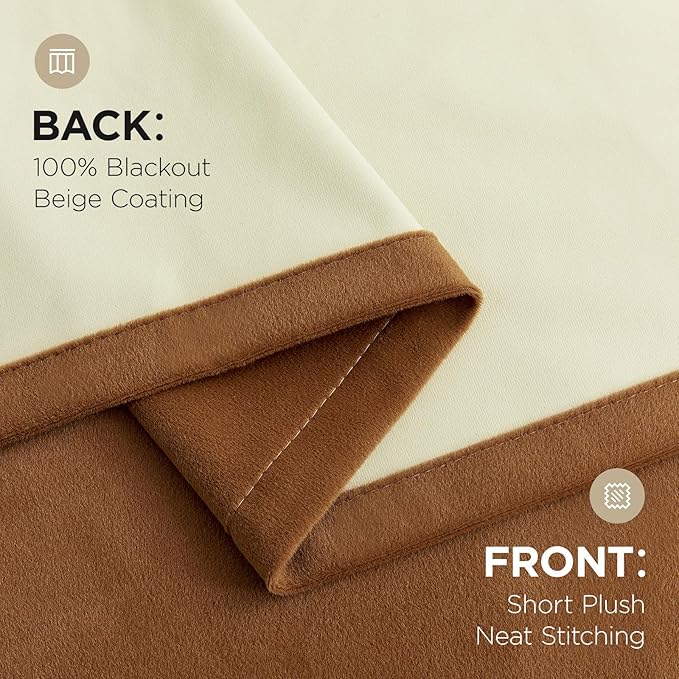 Joydeco Golden Brown 100% Blackout Curtains 120 Inch 2 Panels, Luxury Thermal - Image 9