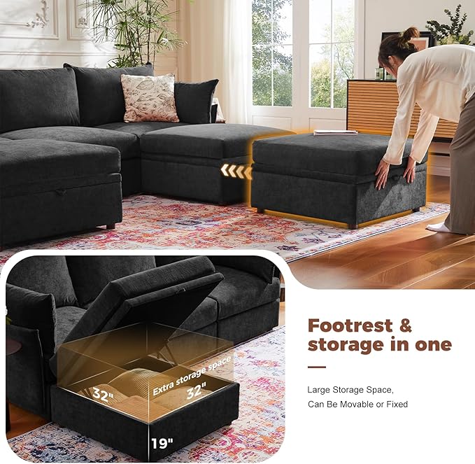 ABCASA 102.6" Luxury Modular Sleeper Sofa Bed 6 Seat Reversible Sectional Couch - Image 5