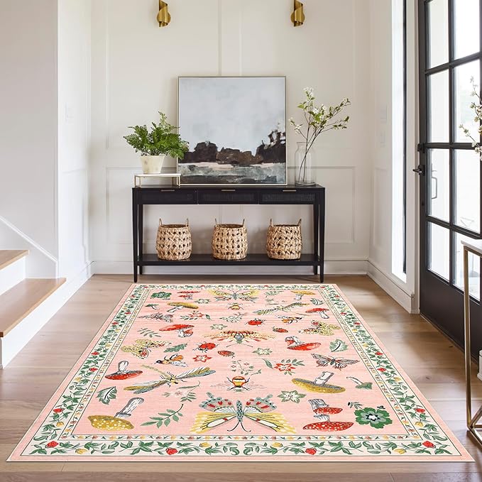 Mushroom Insect Washable Rug 5x7 Area Rugs - Image 2