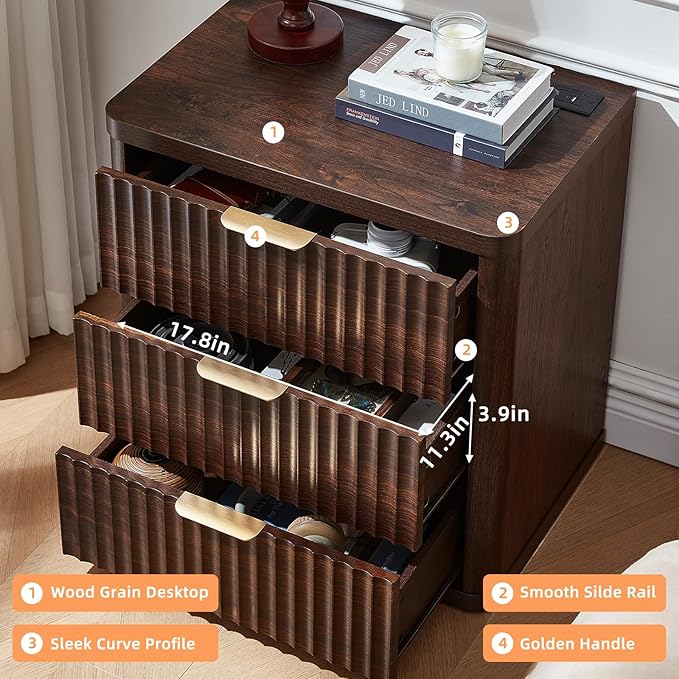 LEYAOYAO 23" Wide Fluted Night Stand - Image 7