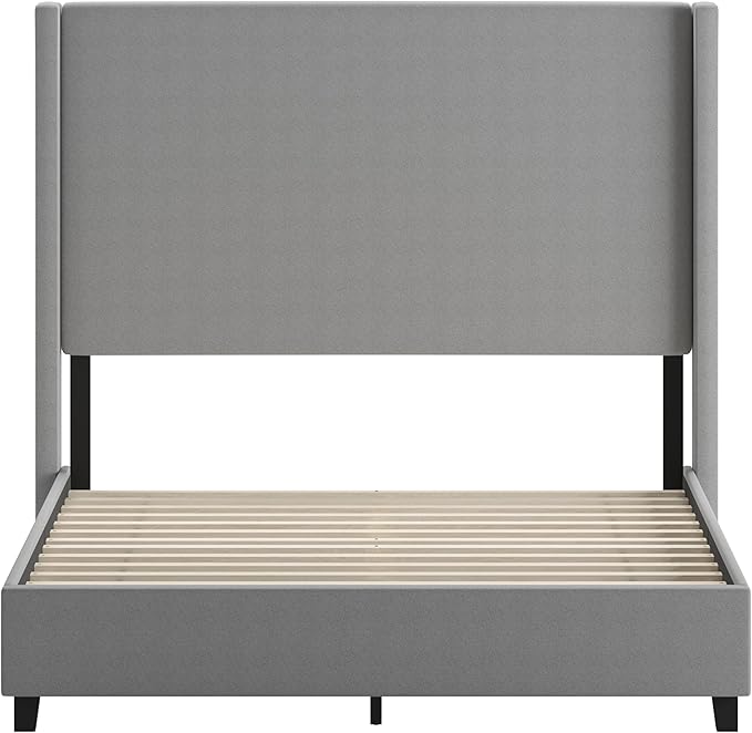 EMMA + OLIVER Nora Queen Size Faux Linen Upholstered Platform Bed - Image 7