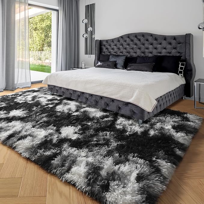PAGISOFE 9x12 Area Rugs Living Room, Extra Large Black White Grey Machine - Image 4