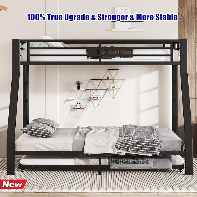 LUCALEO Stronger & Truly Reinforced Heavy Duty Metal Bunk Bed Twin XL Over - Image 3