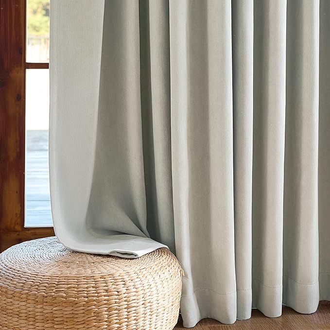 jinchan Chenille Blackout Curtains 84 Inches Long Light Grey Thermal Insulated - Image 9