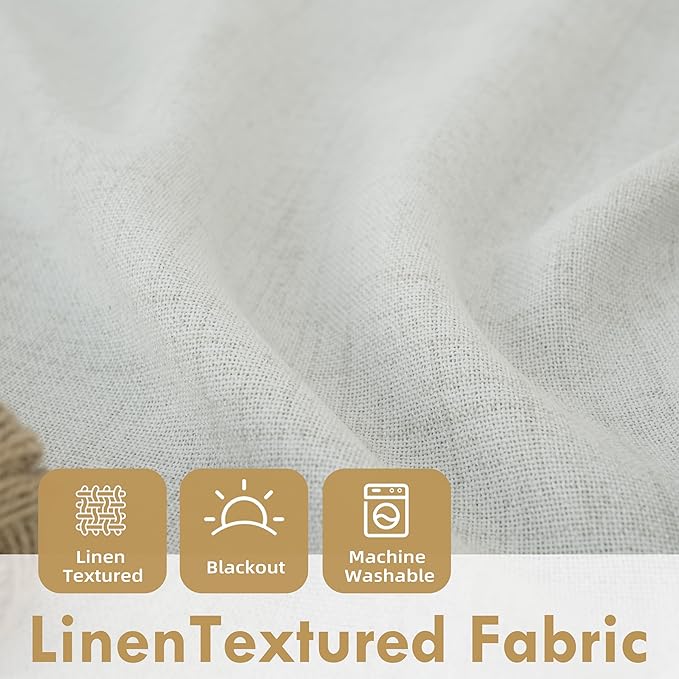DriftAway Double Layer Linen Blackout Tie Up Curtains Thermal Insulated Fully - Image 3