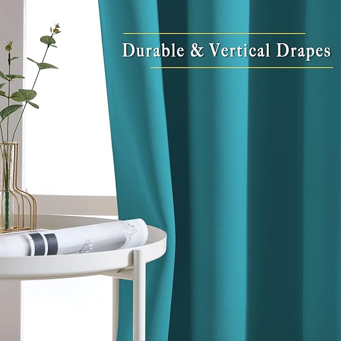 NICETOWN Peacock Teal Blackout Curtains - Image 3