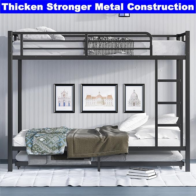 Upgraded Version Thicken Heavy Duty Metal Twin XL Bunk Bed - Image 3
