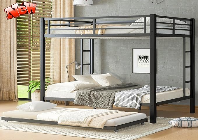 Upgraded Version Thicken Stronger Metal Heavy-Duty Queen Over Queen Bunk Bed by SIMPLEZC