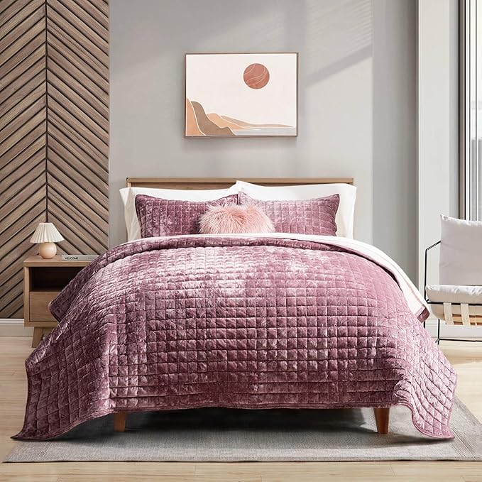 RECYCO Luxury Velvet Quilt Set King Size, Lightweight Velvet Comforter Set by RECYCOHOMECOLLECTION
