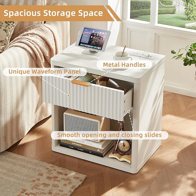 LEYAOYAO 48" Wide Fluted Dresser and 1 Drawers 23" Nightstand Set of 2 - Image 8