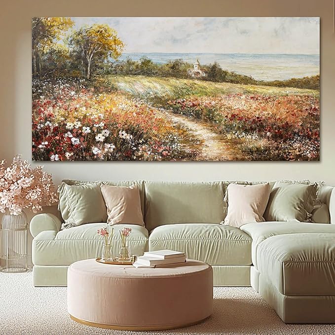 YETHEN WAL Floral Country Meadow Canvas Wall Art – Extra Large Cottage - Image 5