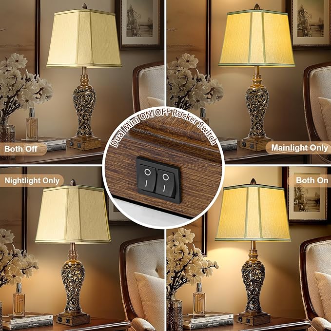 28.5'' Tall Farmhouse Vintage Table Lamp Set of 2 - Image 3