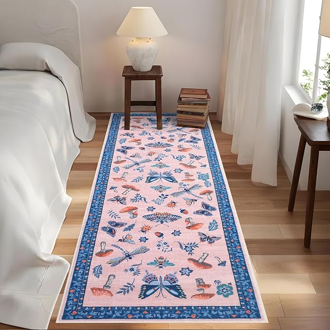 Mushroom Insect 2x6 Runner Rug for Hallway Washable Kitchen Rugs Non Slip - Image 2