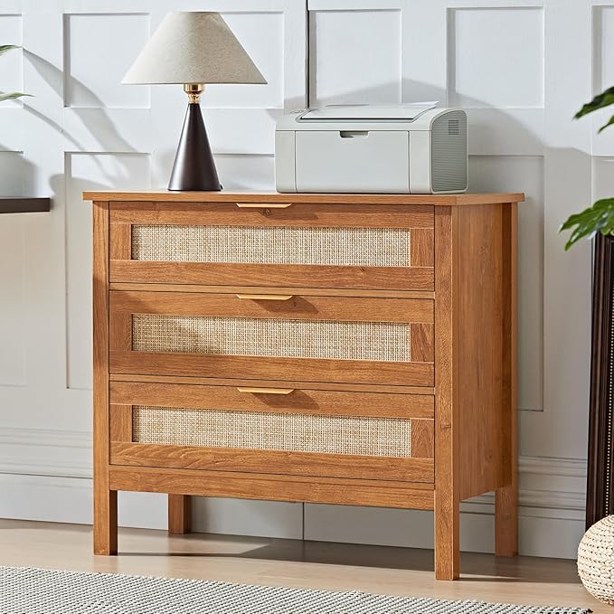 LEYAOYAO 31.5" Wide Rattan Night Stand, Large Boho Nightstand, Bedside Table - Image 9