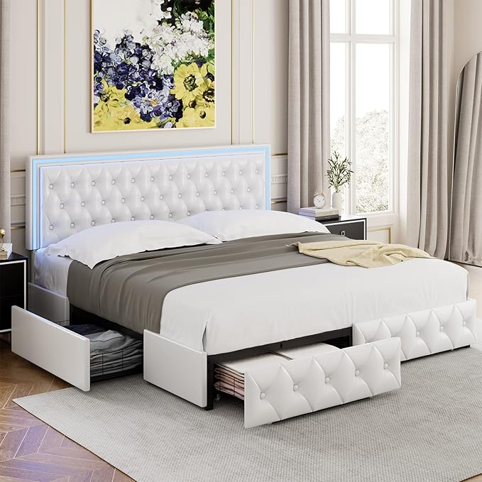 Keyluv Full Upholstered LED Bed Frame - Image 9