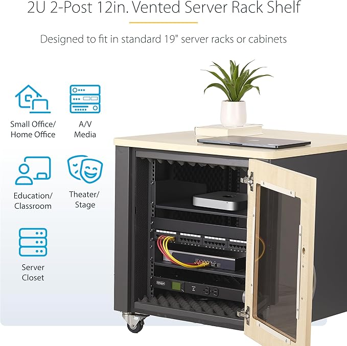 StarTech.com 2U Rack Shelf, Vented Cantilever Tray - Image 2