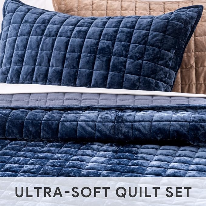 RECYCO Luxury Velvet Quilt Set Twin/Twin XL Size, Lightweight Velvet Comforter - Image 5