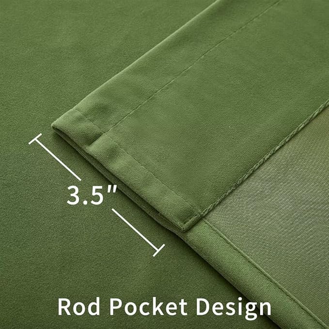 Joydeco Green Velvet Curtains 120 inch 2 Panel, Room Darkening Super Soft - Image 5